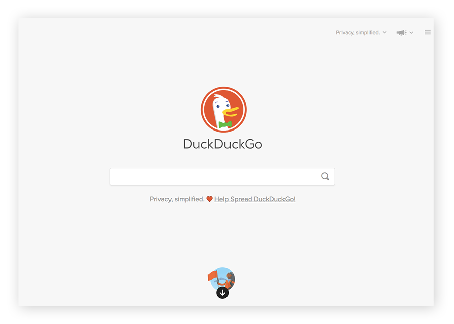 DuckDuckGo暗网搜寻引擎的主页。